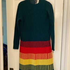 1970s Lanvin Sportswear Size 14 Ribbed Knit Dress